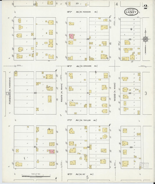 Sanborn Fire Insurance Map from Caney, Montgomery County, Kansas (1917), Sheet #0002 - Historic Sanborn Fire Insurance Map Print, vintage old map wall art, antique decor, genealogy gift, Kansas Kansas map