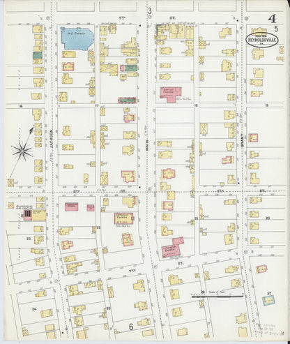 Sanborn Fire Insurance Map from Reynoldsville, Jefferson County, Pennsylvania (1906), Sheet #0004 - Historic Sanborn Fire Insurance Map Print, vintage old map wall art, antique decor, genealogy gift, Pennsylvania Pennsylvania map