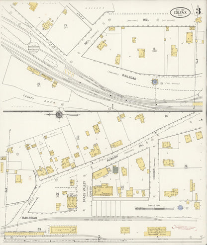 Sanborn Fire Insurance Map from Colfax, Placer County, California (1910), Sheet #0003 - Historic Sanborn Fire Insurance Map Print, vintage old map wall art, antique decor, genealogy gift, California California map