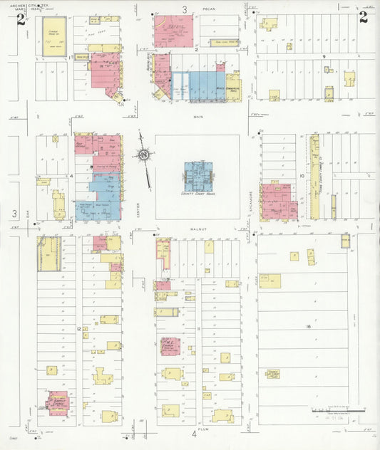 Sanborn Fire Insurance Map from Archer City, Archer County, Texas (1934), Sheet #0002 - Historic Sanborn Fire Insurance Map Print, vintage old map wall art, antique decor, genealogy gift, Texas Texas map