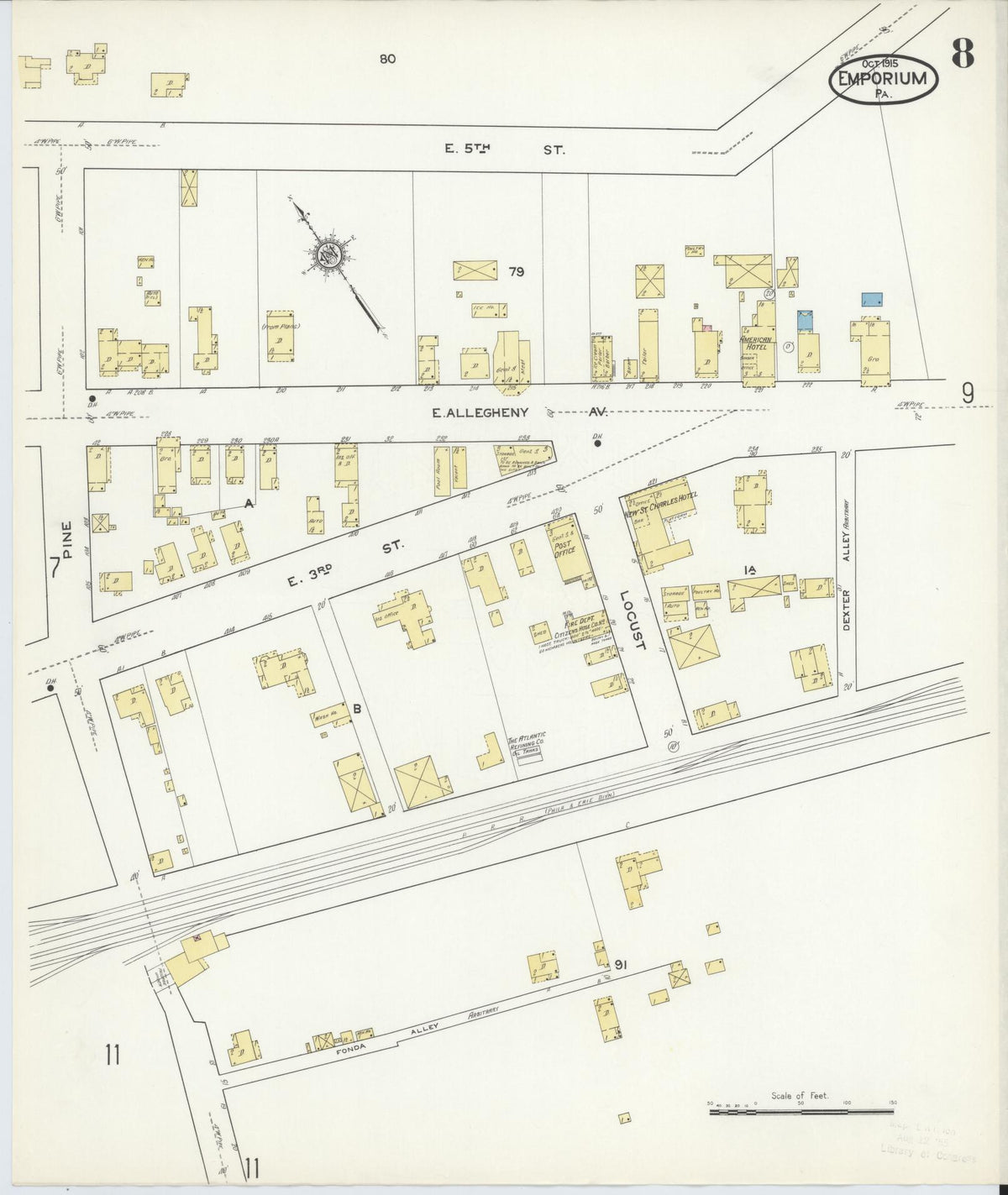 Sanborn Fire Insurance Map from Emporium, Cameron County, Pennsylvania (1915), Sheet #0008 - Complete Map Set gallery image, historic Sanborn map, vintage wall art, Pennsylvania Pennsylvania