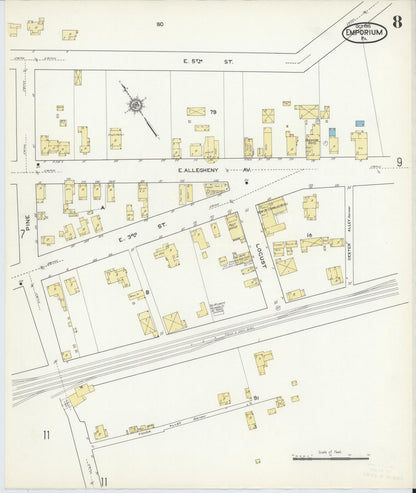 Sanborn Fire Insurance Map from Emporium, Cameron County, Pennsylvania (1915), Sheet #0008 - Complete Map Set gallery image, historic Sanborn map, vintage wall art, Pennsylvania Pennsylvania
