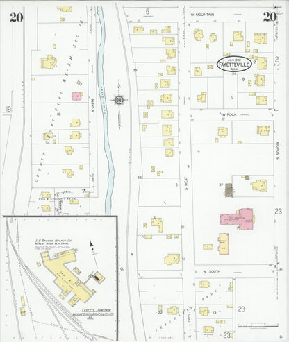 Sanborn Fire Insurance Map from Fayetteville, Washington County, Arkansas (1930), Sheet #0020 - Complete Map Set gallery image, historic Sanborn map, vintage wall art, Arkansas Arkansas