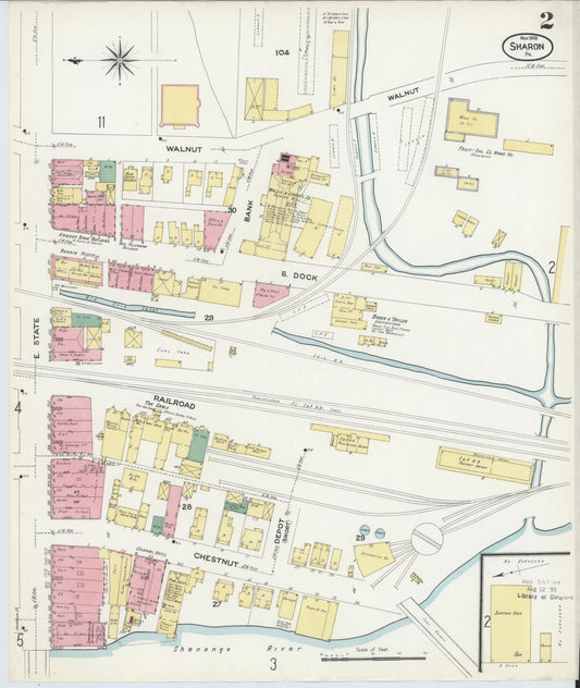 Sanborn Fire Insurance Map from Sharon, Mercer County, Pennsylvania. (1908), Sheet 2 – Historic Sanborn Fire Insurance Map Print