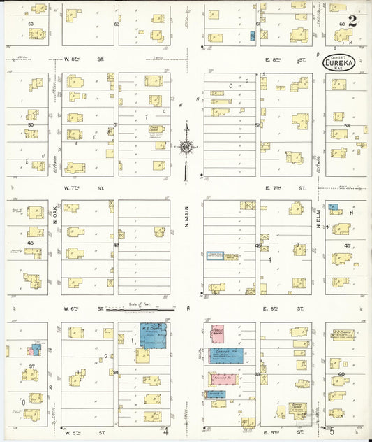 Sanborn Fire Insurance Map from Eureka, Greenwood County, Kansas (1917), Sheet #0002 - Historic Sanborn Fire Insurance Map Print, vintage old map wall art, antique decor, genealogy gift, Kansas Kansas map