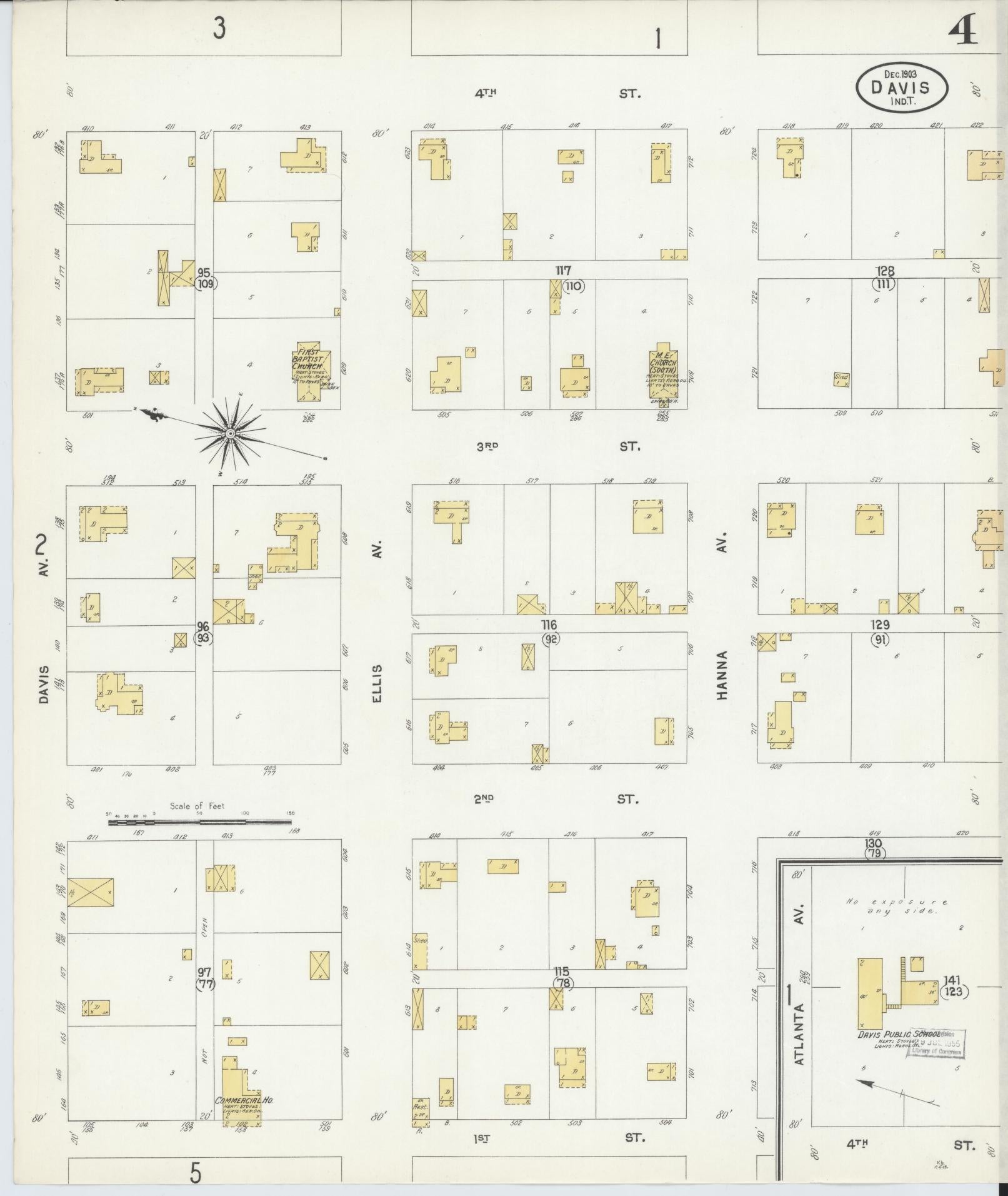 Sanborn Fire Insurance Map from Davis, Murray County, Oklahoma (1903), Sheet #0004 - Complete Map Set gallery image, historic Sanborn map, vintage wall art, Oklahoma Oklahoma