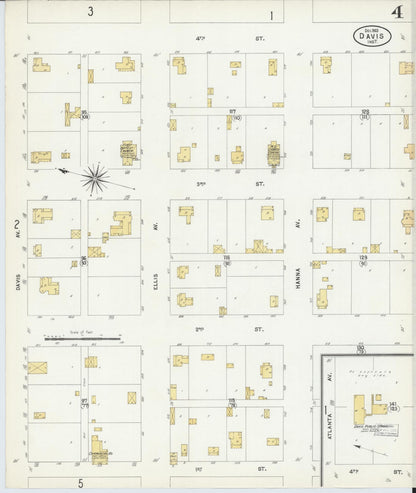 Sanborn Fire Insurance Map from Davis, Murray County, Oklahoma (1903), Sheet #0004 - Complete Map Set gallery image, historic Sanborn map, vintage wall art, Oklahoma Oklahoma