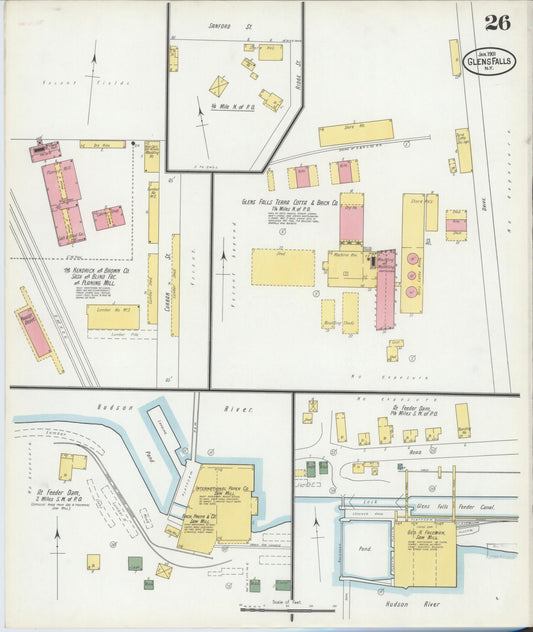 Sanborn Fire Insurance Map from Glens Falls, Warren County, New York (1901), Sheet #0026 - Historic Sanborn Fire Insurance Map Print, vintage old map wall art, antique decor, genealogy gift, New York New York map