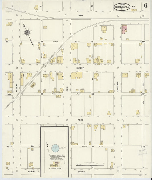 Sanborn Fire Insurance Map from Houtzdale, Clearfield County, Pennsylvania (1910), Sheet #0006 - Historic Sanborn Fire Insurance Map Print, vintage old map wall art, antique decor, genealogy gift, Pennsylvania Pennsylvania map