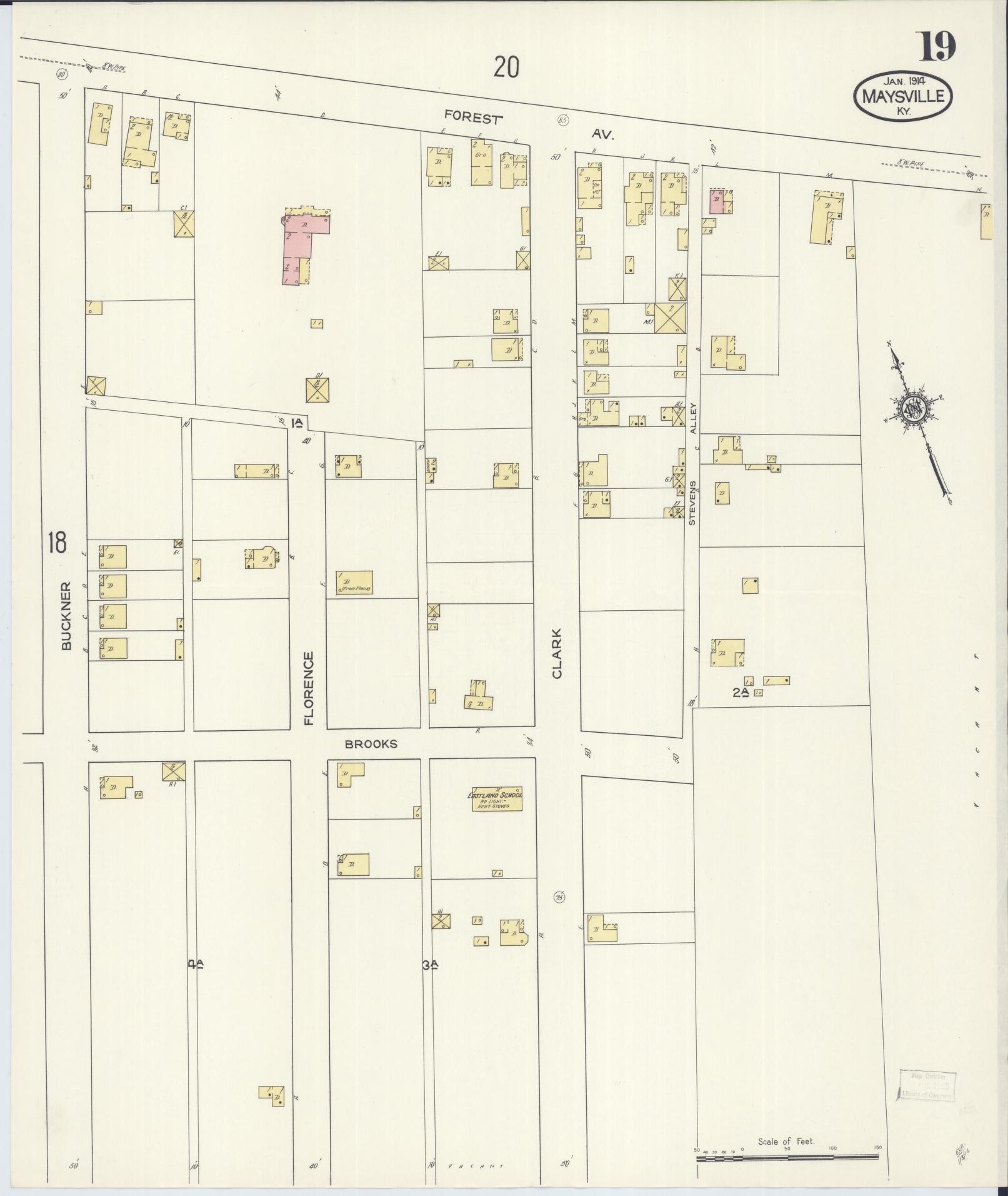 Sanborn Fire Insurance Map from Maysville, Mason County, Kentucky (1914), Sheet #0019 - Historic Sanborn Fire Insurance Map Print, vintage old map wall art, antique decor, genealogy gift, Kentucky Kentucky map
