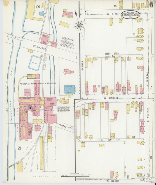 Sanborn Fire Insurance Map from Chambersburg, Franklin County, Pennsylvania (1904), Sheet #0006 - Historic Sanborn Fire Insurance Map Print, vintage old map wall art, antique decor, genealogy gift, Pennsylvania Pennsylvania map