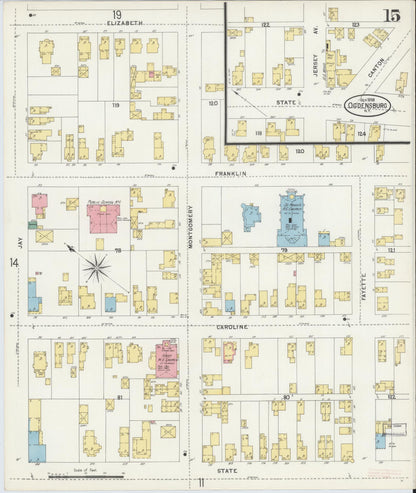 Sanborn Fire Insurance Map from Ogdensburg, St. Lawrence County, New York (1898), Sheet #0015 - Complete Map Set gallery image, historic Sanborn map, vintage wall art, New York New York