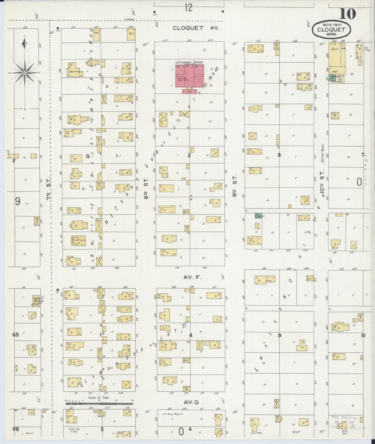 Sanborn Fire Insurance Map from Cloquet, Carlton County, Minnesota (1901), Sheet #0010 - Complete Map Set gallery image, historic Sanborn map, vintage wall art, Minnesota Minnesota