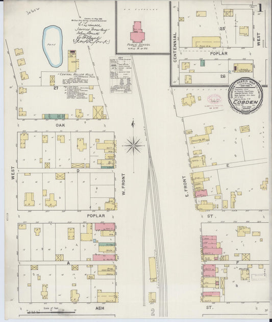 Sanborn Fire Insurance Map from Cobden, Union County, Illinois (1894), Sheet #0001 - Historic Sanborn Fire Insurance Map Print, vintage old map wall art, antique decor, genealogy gift, Illinois Illinois map