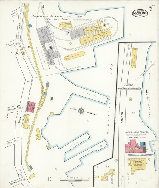 Sanborn Fire Insurance Map from Rockland, Knox County, Maine (1922), Sheet #0007 - Historic Sanborn Fire Insurance Map Print, vintage old map wall art, antique decor, genealogy gift, Maine Maine map