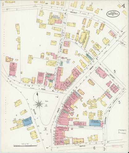 Sanborn Fire Insurance Map from Sandy Hill, Washington County, New York (1907), Sheet #0004 - Historic Sanborn Fire Insurance Map Print, vintage old map wall art, antique decor, genealogy gift, New York New York map