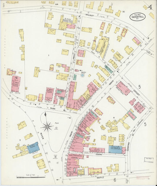 Sanborn Fire Insurance Map from Sandy Hill, Washington County, New York (1907), Sheet #0004 - Historic Sanborn Fire Insurance Map Print, vintage old map wall art, antique decor, genealogy gift, New York New York map