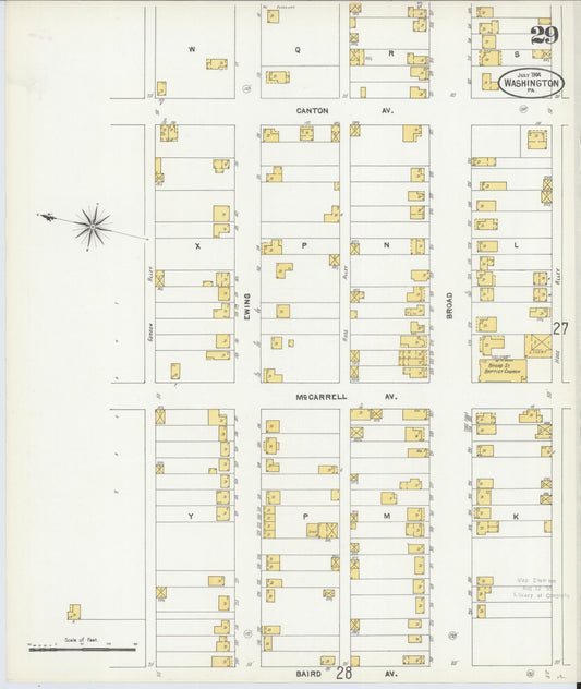 Sanborn Fire Insurance Map from Washington, Washington County, Pennsylvania (1904), Sheet #0029 - Historic Sanborn Fire Insurance Map Print, vintage old map wall art, antique decor, genealogy gift, Sanborn Fire Insurance Map from Washington Washington map
