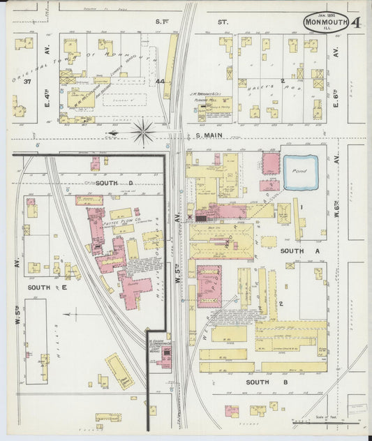 Sanborn Fire Insurance Map from Monmouth, Warren County, Illinois (1892), Sheet #0004 - Historic Sanborn Fire Insurance Map Print, vintage old map wall art, antique decor, genealogy gift, Illinois Illinois map