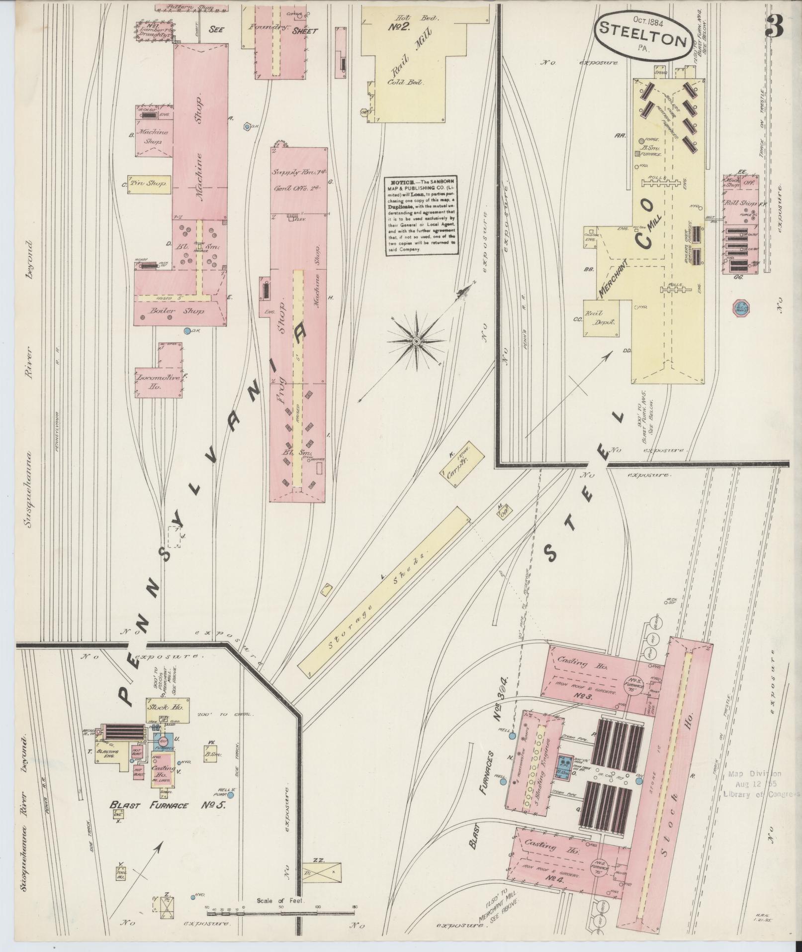 Sanborn Fire Insurance Map from Steelton, Dauphin County, Pennsylvania (1884), Sheet #0003 - Complete Map Set gallery image, historic Sanborn map, vintage wall art, Pennsylvania Pennsylvania