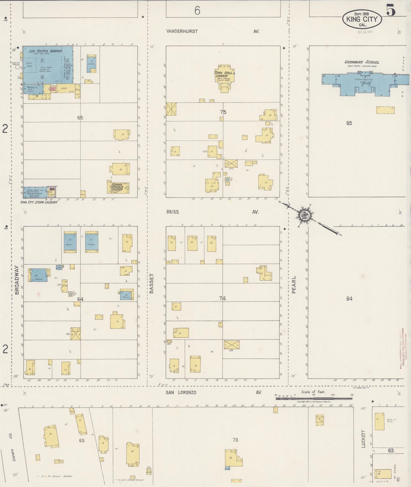 Sanborn Fire Insurance Map from King City, Monterey County, California (1919), Sheet #0005 - Historic Sanborn Fire Insurance Map Print, vintage old map wall art, antique decor, genealogy gift, California California map