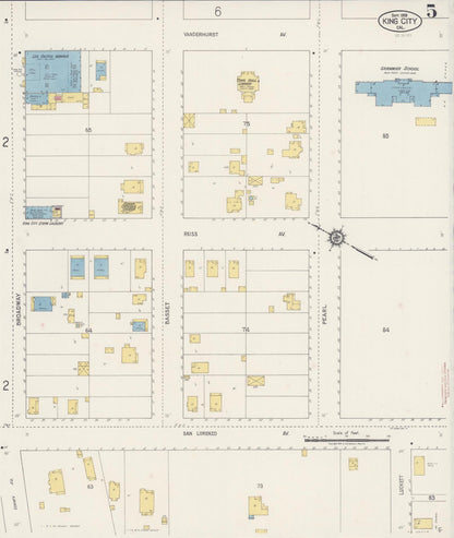 Sanborn Fire Insurance Map from King City, Monterey County, California (1919), Sheet #0005 - Historic Sanborn Fire Insurance Map Print, vintage old map wall art, antique decor, genealogy gift, California California map