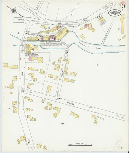 Sanborn Fire Insurance Map from Peterborough, Hillsborough County, New Hampshire (1911), Sheet #0003 - Complete Map Set gallery image, historic Sanborn map, vintage wall art, New Hampshire New Hampshire