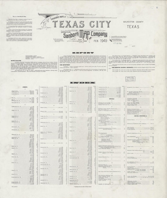 Sanborn Fire Insurance Map from Texas City, Galveston County, Texas (1949), Sheet #0001 - Historic Sanborn Fire Insurance Map Print, vintage old map wall art, antique decor, genealogy gift, Texas Texas map