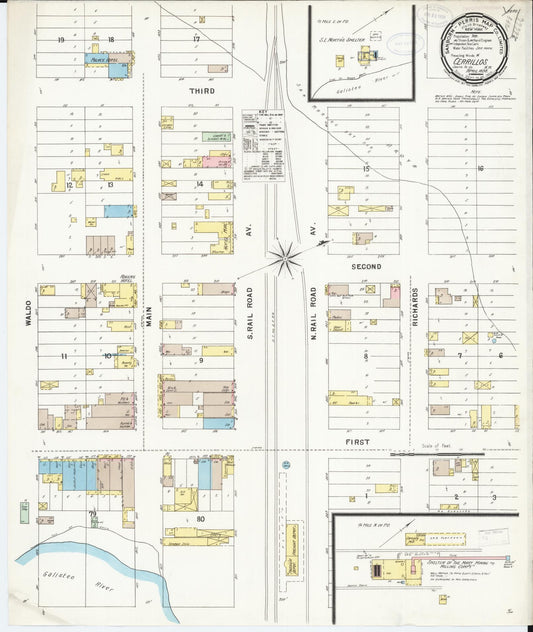 Sanborn Fire Insurance Map from Cerrillos, Santa Fe County, New Mexico (1898), Sheet #0001 - Historic Sanborn Fire Insurance Map Print, vintage old map wall art, antique decor, genealogy gift, New Mexico New Mexico map
