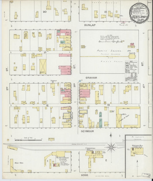 Sanborn Fire Insurance Map from Kentland, Newton County, Indiana (1893), Sheet #0001 - Historic Sanborn Fire Insurance Map Print, vintage old map wall art, antique decor, genealogy gift, Indiana Indiana map