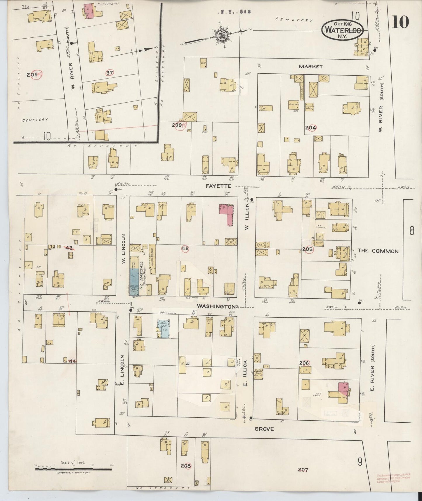 Sanborn Fire Insurance Map from Waterloo, Seneca County, New York (1948), Sheet #0010 - Complete Map Set gallery image, historic Sanborn map, vintage wall art, New York New York