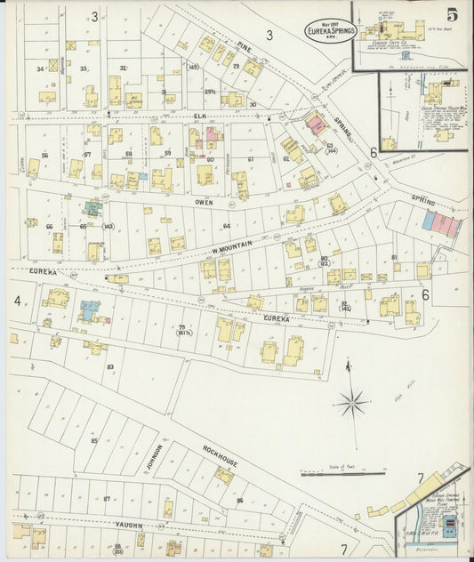 Sanborn Fire Insurance Map from Eureka Springs, Carroll County, Arkansas (1897), Sheet #0005 - Historic Sanborn Fire Insurance Map Print, vintage old map wall art, antique decor, genealogy gift, Arkansas Arkansas map