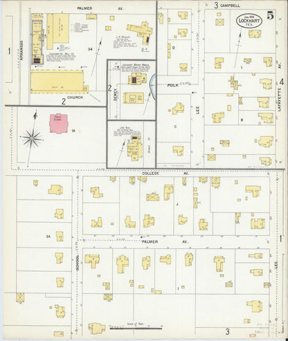Sanborn Fire Insurance Map from Lockhart, Caldwell County, Texas (1903), Sheet #0005 - Historic Sanborn Fire Insurance Map Print, vintage old map wall art, antique decor, genealogy gift, Texas Texas map
