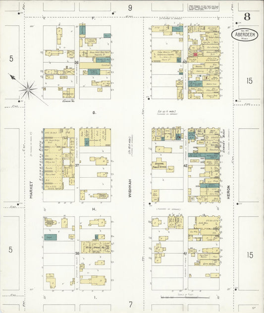 Sanborn Fire Insurance Map from Aberdeen, Grays Harbor County, Washington (1901), Sheet #0008 - Historic Sanborn Fire Insurance Map Print, vintage old map wall art, antique decor, genealogy gift, Washington Washington map