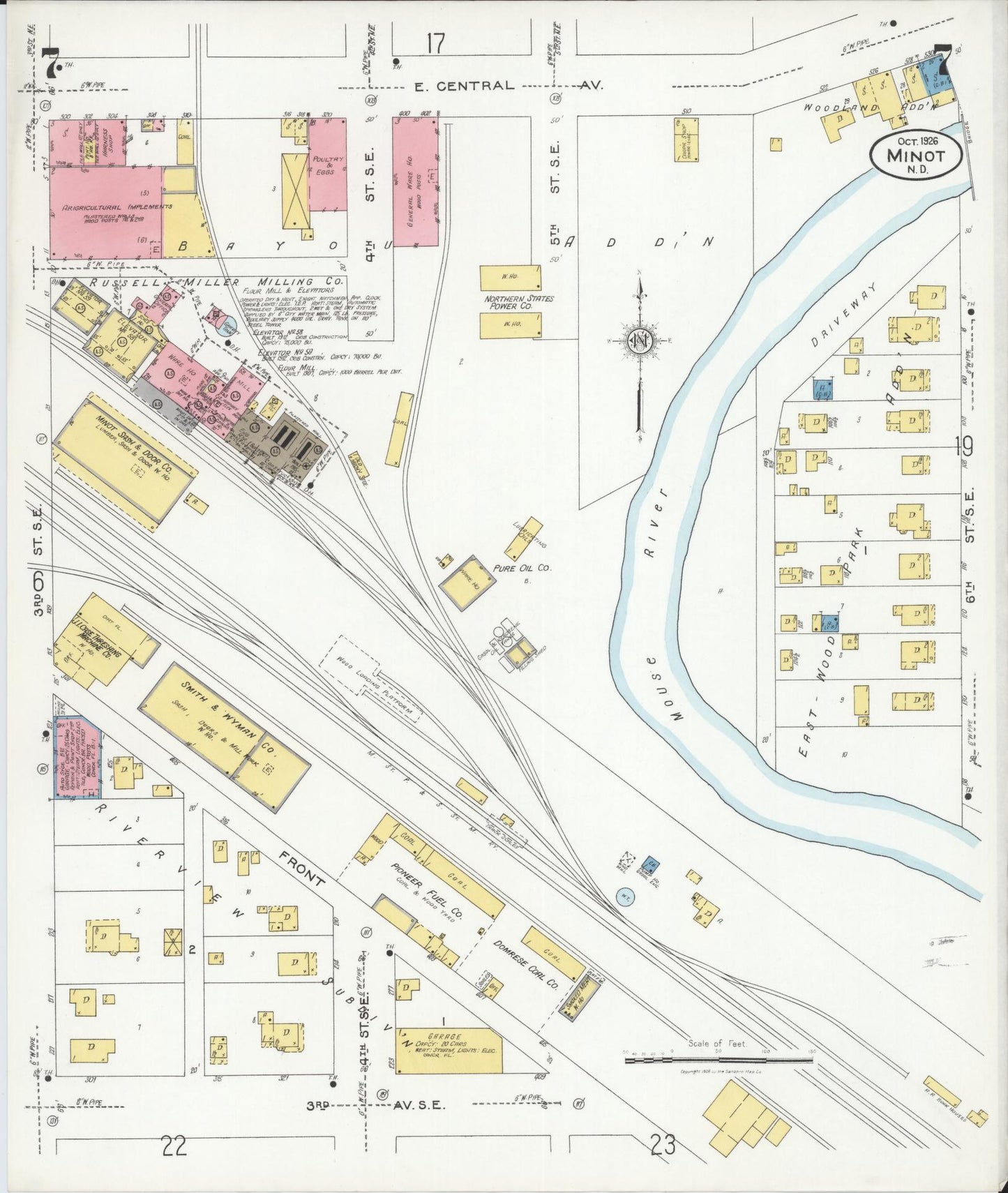 Sanborn Fire Insurance Map from Minot, Ward County, North Dakota (1926), Sheet #0007 - Complete Map Set gallery image, historic Sanborn map, vintage wall art, North Dakota North Dakota