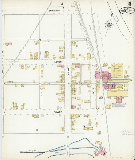 Sanborn Fire Insurance Map from Wrightsville, York County, Pennsylvania (1904), Sheet #0005 - Historic Sanborn Fire Insurance Map Print, vintage old map wall art, antique decor, genealogy gift, Pennsylvania Pennsylvania map