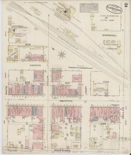 Sanborn Fire Insurance Map from Corsicana, Navarro County, Texas (1885), Sheet #0002 - Historic Sanborn Fire Insurance Map Print, vintage old map wall art, antique decor, genealogy gift, Texas Texas map