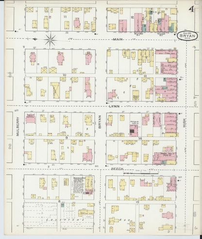 Sanborn Fire Insurance Map from Bryan, Williams County, Ohio (1893), Sheet #0004 - Historic Sanborn Fire Insurance Map Print, vintage old map wall art, antique decor, genealogy gift, Ohio Ohio map
