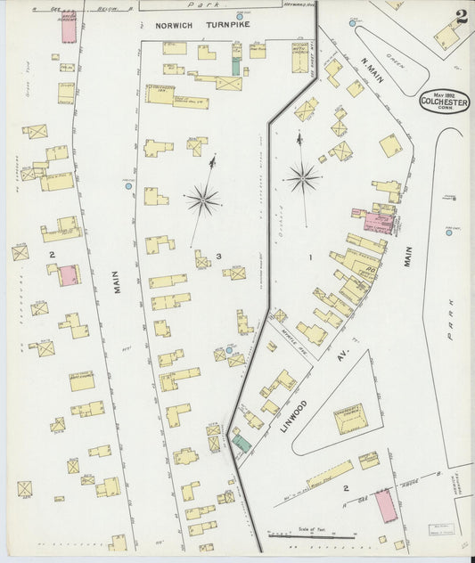 Sanborn Fire Insurance Map from Colchester, New London County, Connecticut (1892), Sheet #0002 - Historic Sanborn Fire Insurance Map Print, vintage old map wall art, antique decor, genealogy gift, Connecticut Connecticut map