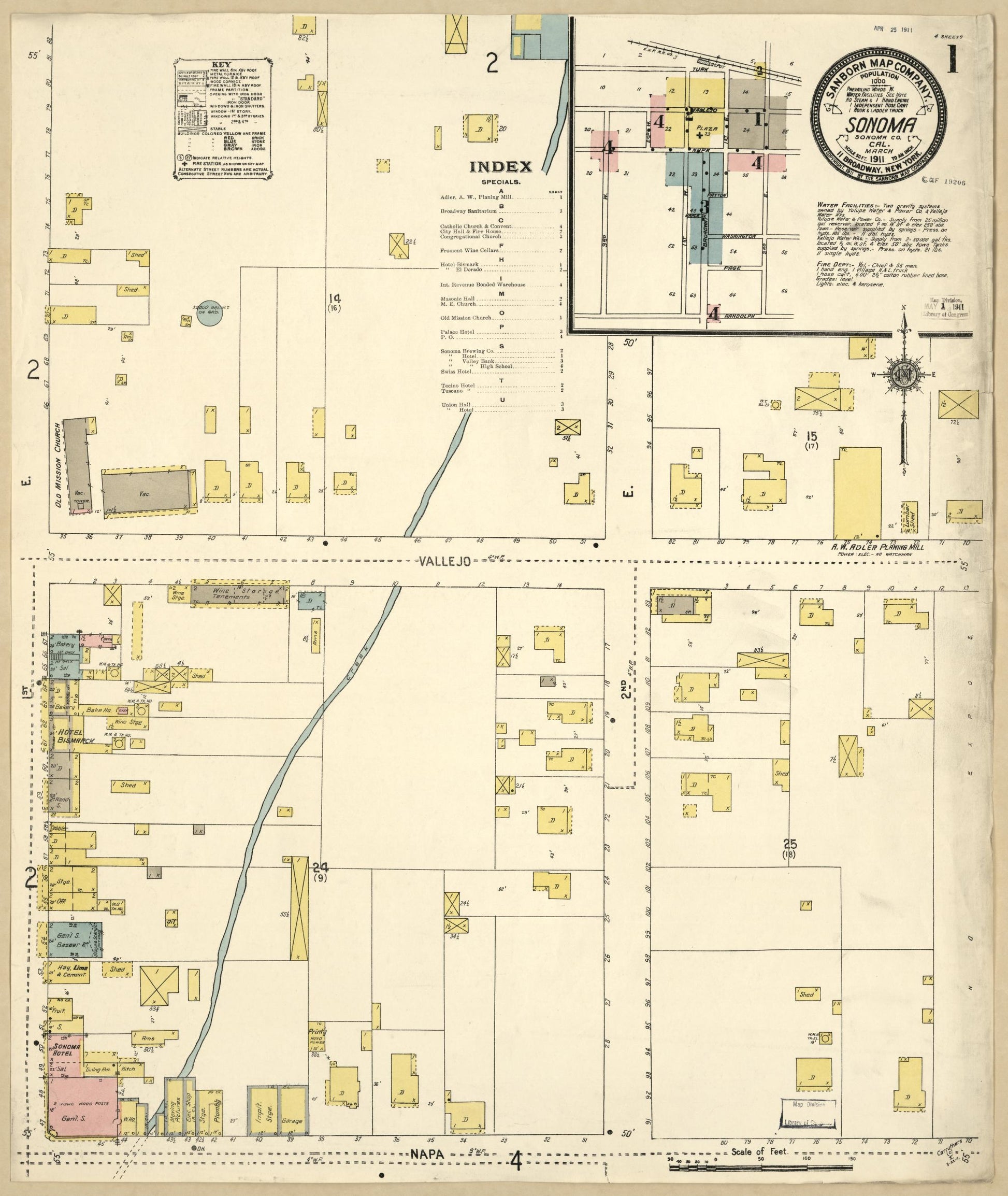 Sanborn Fire Insurance Map from Sonoma, Sonoma County, California. (1911) – Historic Sanborn Fire Insurance Map Print