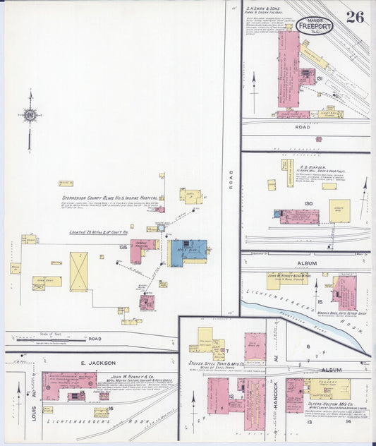 Sanborn Fire Insurance Map from Freeport, Stephenson County, Illinois (1918), Sheet #0026 - Historic Sanborn Fire Insurance Map Print, vintage old map wall art, antique decor, genealogy gift, Illinois Illinois map