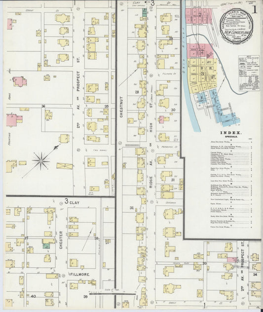Sanborn Fire Insurance Map from New Cumberland, Hancock County, West Virginia (1897), Sheet #0001 - Historic Sanborn Fire Insurance Map Print, vintage old map wall art, antique decor, genealogy gift, West Virginia West Virginia map