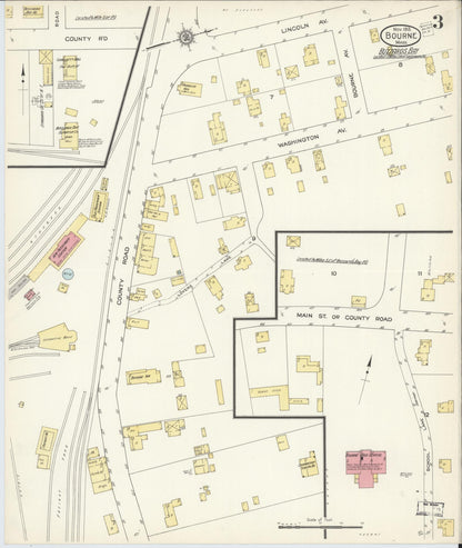 Sanborn Fire Insurance Map from Bourne, Barnstable County, Massachusetts (1913), Sheet #0003 - Historic Sanborn Fire Insurance Map Print, vintage old map wall art, antique decor, genealogy gift, Massachusetts Massachusetts map