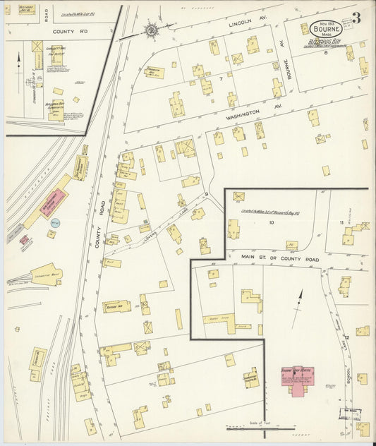 Sanborn Fire Insurance Map from Bourne, Barnstable County, Massachusetts (1913), Sheet #0003 - Historic Sanborn Fire Insurance Map Print, vintage old map wall art, antique decor, genealogy gift, Massachusetts Massachusetts map