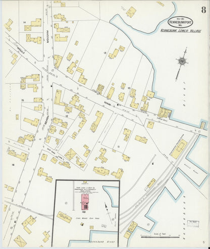 Sanborn Fire Insurance Map from Kennebunkport, York County, Maine (1911), Sheet #0008 - Complete Map Set gallery image, historic Sanborn map, vintage wall art, Maine Maine