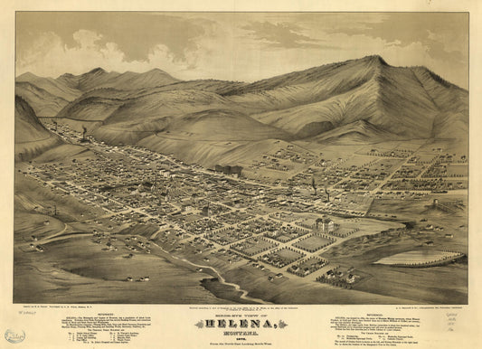 Birds-eye view of Helena, Montana 1875. (1875) – Historic Bird’s-Eye View Panorama Print