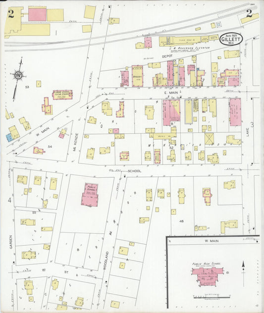 Sanborn Fire Insurance Map from Gillett, Oconto County, Wisconsin (1929), Sheet #0002 - Historic Sanborn Fire Insurance Map Print, vintage old map wall art, antique decor, genealogy gift, Wisconsin Wisconsin map