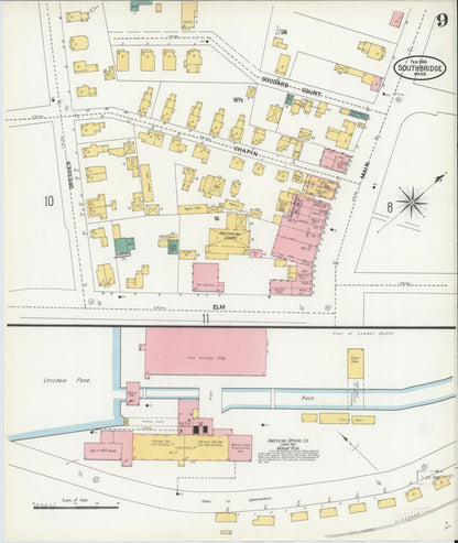 Sanborn Fire Insurance Map from Southbridge, Worcester County, Massachusetts (1904), Sheet #0009 - Complete Map Set gallery image, historic Sanborn map, vintage wall art, Massachusetts Massachusetts