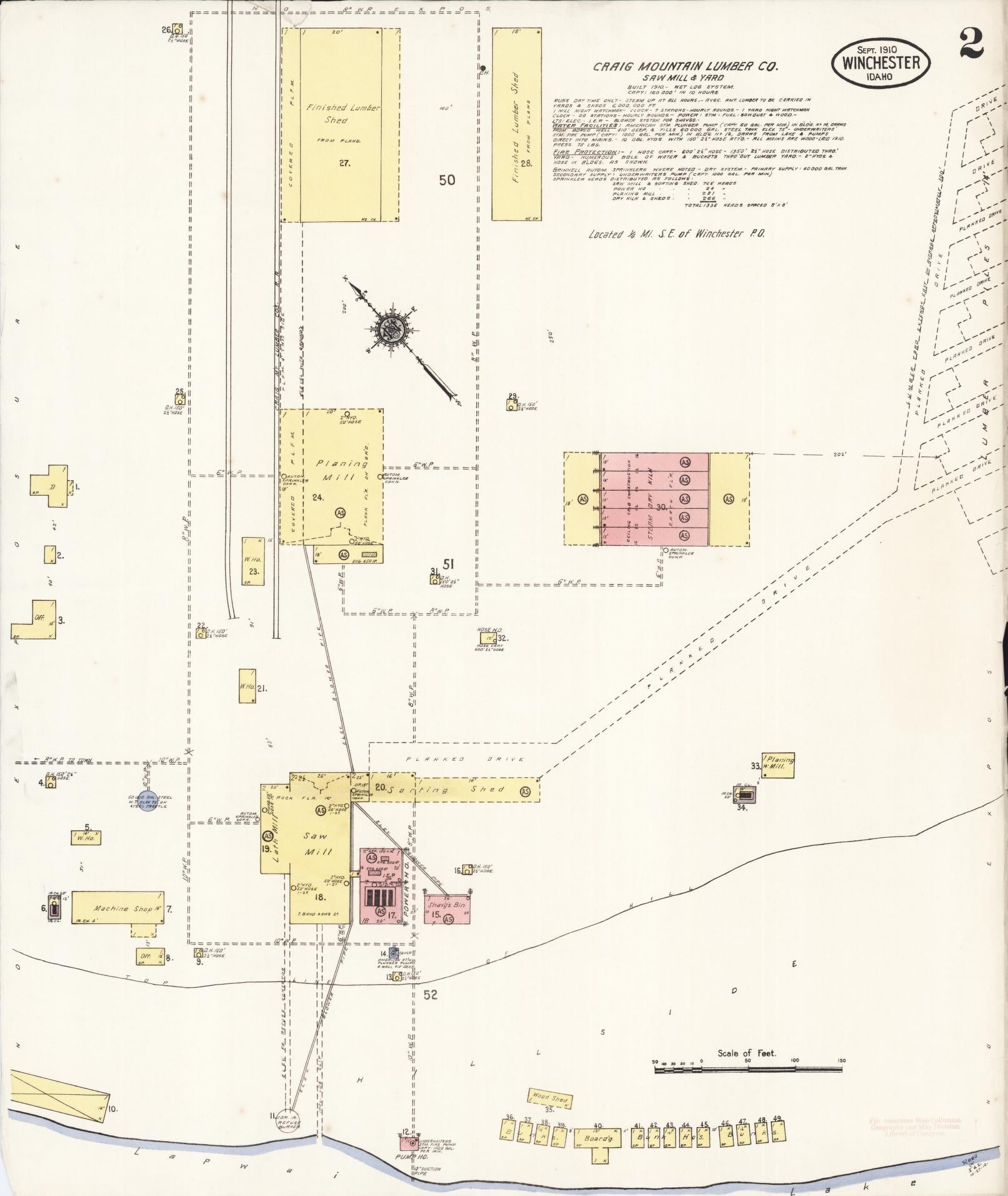 Sanborn Fire Insurance Map from Winchester, Lewis County, Idaho (1910), Sheet #0002 - Historic Sanborn Fire Insurance Map Print, vintage old map wall art, antique decor, genealogy gift, Idaho Idaho map