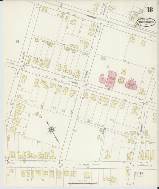 Sanborn Fire Insurance Map from Bowling Green, Warren County, Kentucky (1914), Sheet #0018 - Historic Sanborn Fire Insurance Map Print, vintage old map wall art, antique decor, genealogy gift, Kentucky Kentucky map